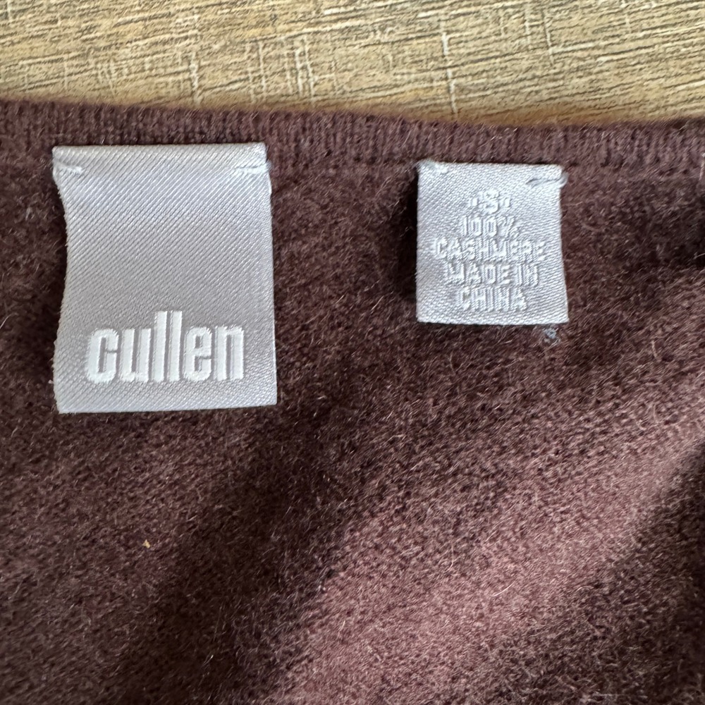 Cullen Womens 100% Cashmere V-Neck Sweater Brown Long Sleeve Size Small - Picture 3 of 5